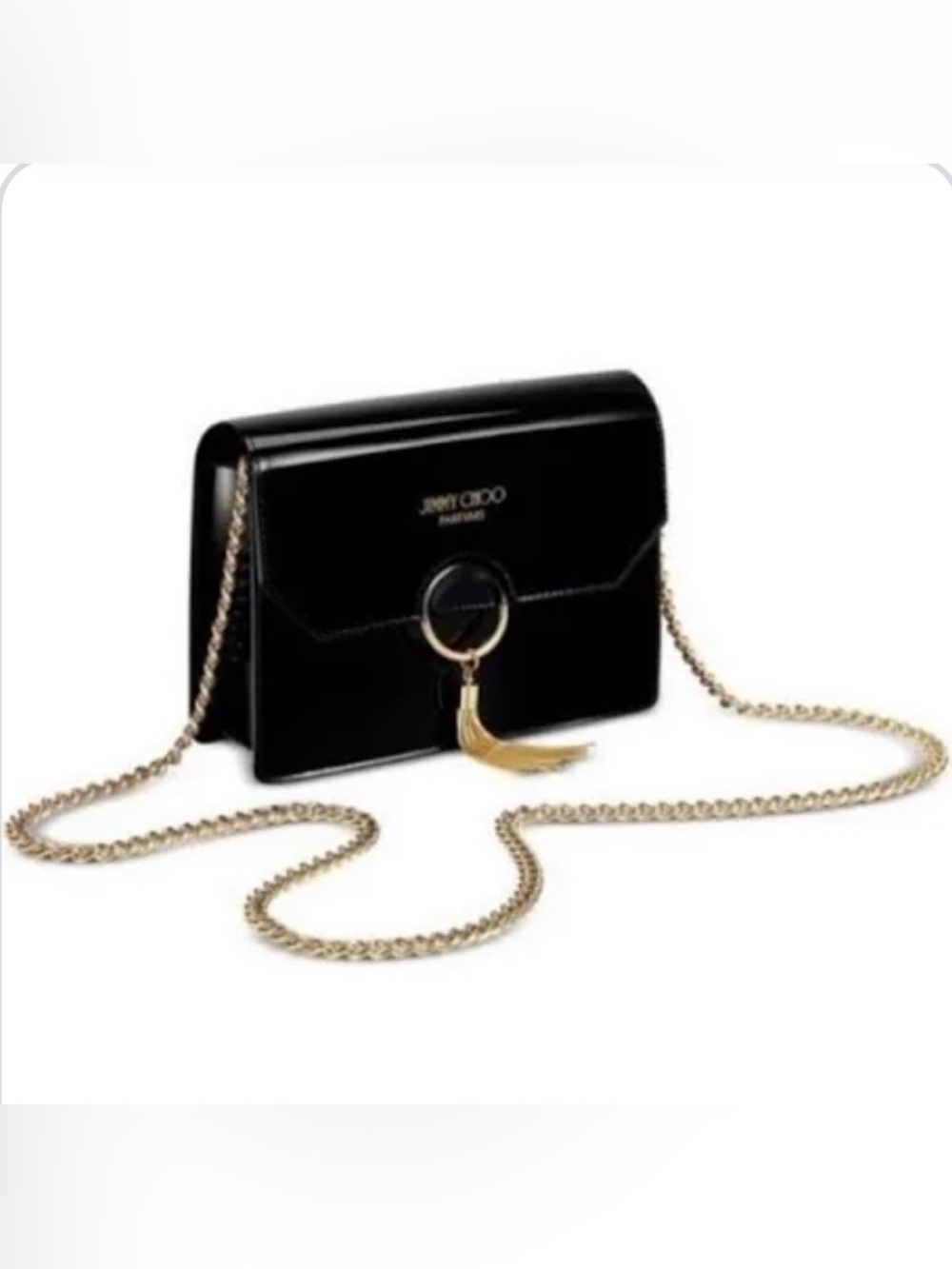 ✨🖤Jimmy Choo Black Patent Crossbody with Gold Chain🖤✨NWT